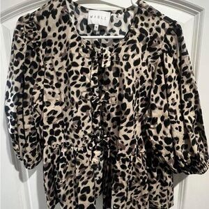 Mable Leopard Print Puff Sleeve Blouse